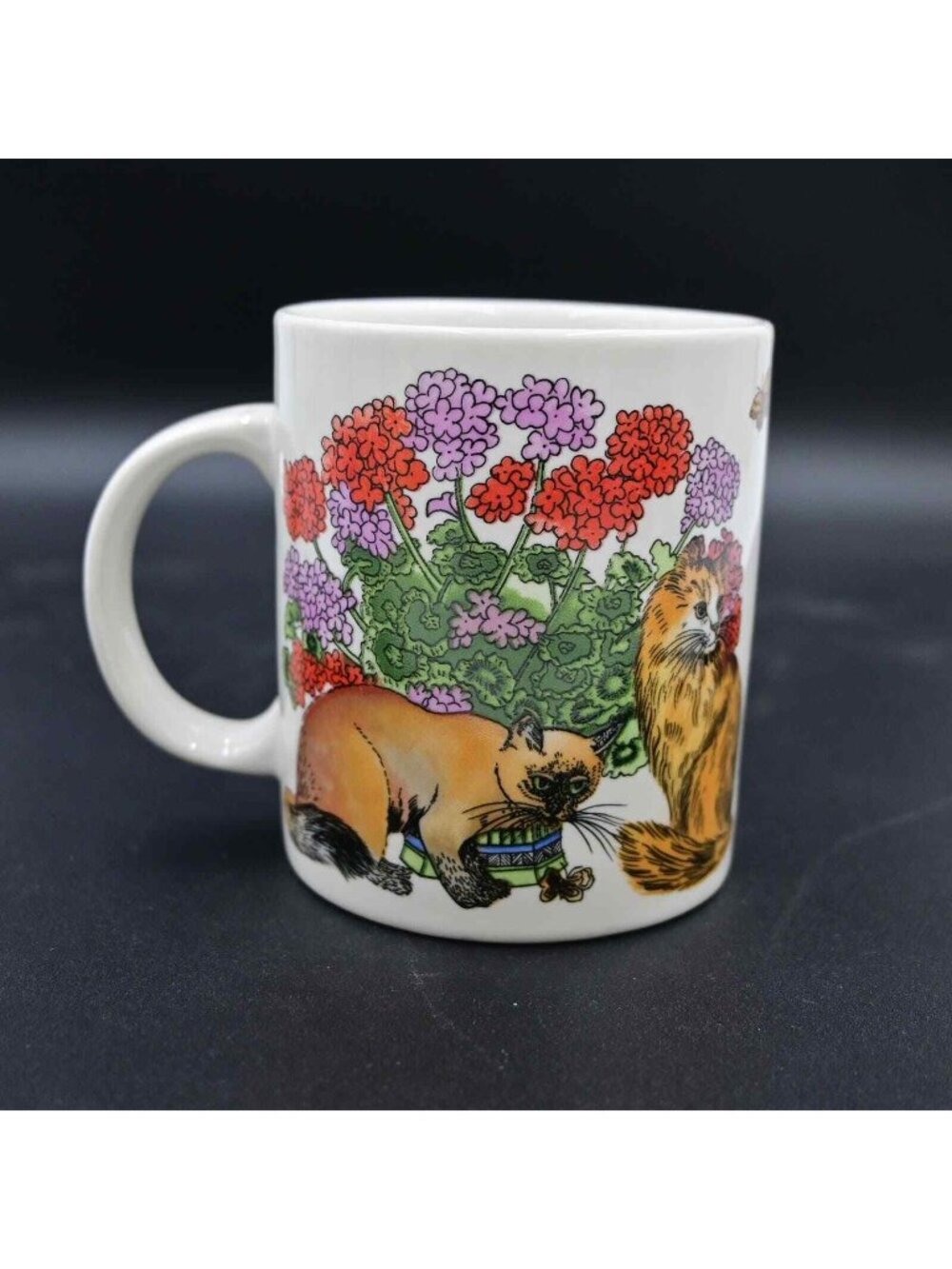 Dunoon Floral Cat Coffee Tea Mug Siamese Persian Vintage